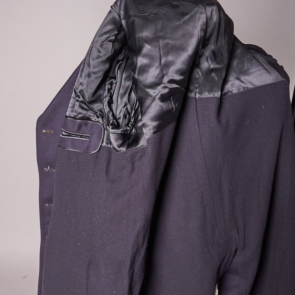 1960s Wool Uniform Pea Coat Gold Buttons and Blue Stripe Sleeve - Picture 1 of 13